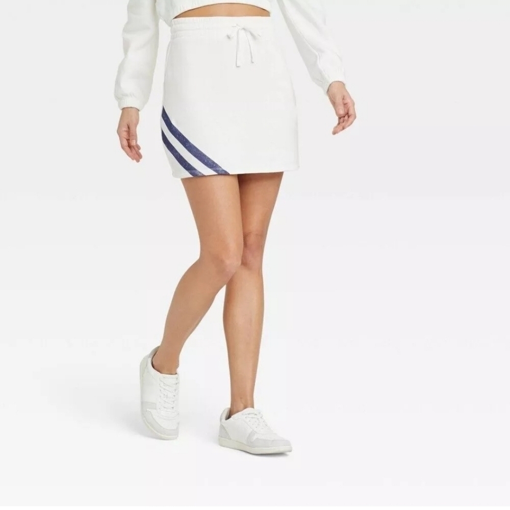 GRAYSON/THREADS Women's USA Tennis Skirt ONLY Off White Ivory Blue Stripe Sz XS
